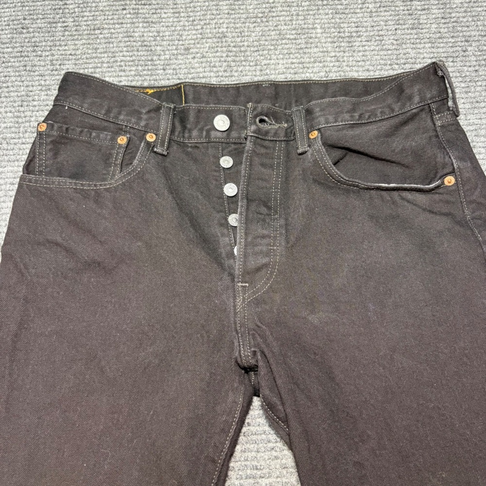 Levis 501 Original Fit Black Denim Jeans Mens 32x34 Button Fly Straight Leg - Picture 1 of 8